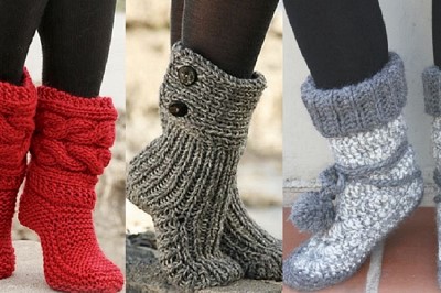 chausson en laine a tricoter