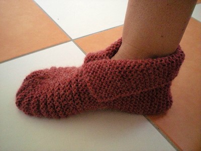 chausson en laine a tricoter