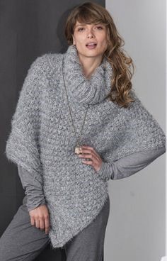 modele gratuit tricot poncho femme